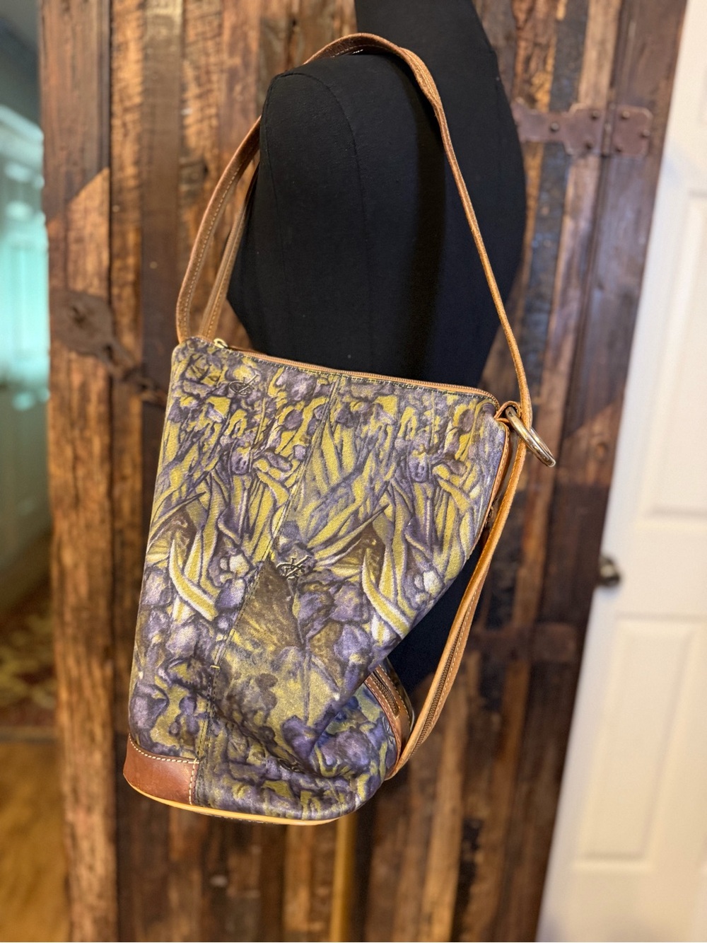 Vintage Vincent Van Gogh Paris Amsterdam Leather Canvas Art Shoulder Bag Purse